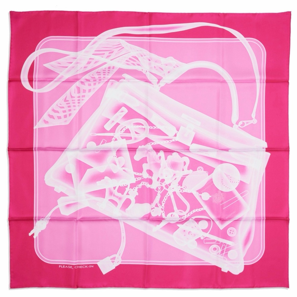 Hermes “Please Check In” - Dimitri Rybaltchenko Double Face Carrie 90 Silk Scarf